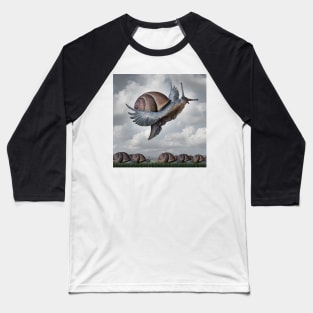 Motivational Concept as a snail Conquering competition as a creative surreal conceptual idea Baseball T-Shirt
